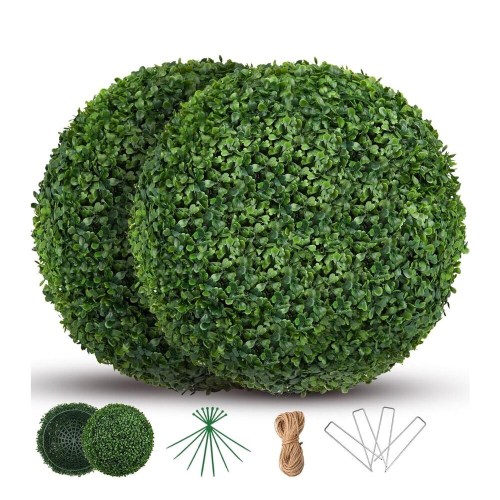 16 Inch Topiary Balls Artificial Outdoor Set of 2